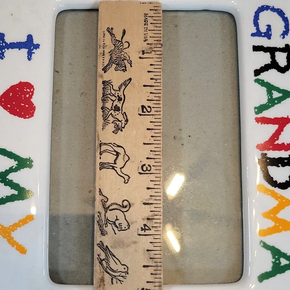 Vintage 90s I Love My Grandma Picture Frame White Ceramic Primary Colors Crayon